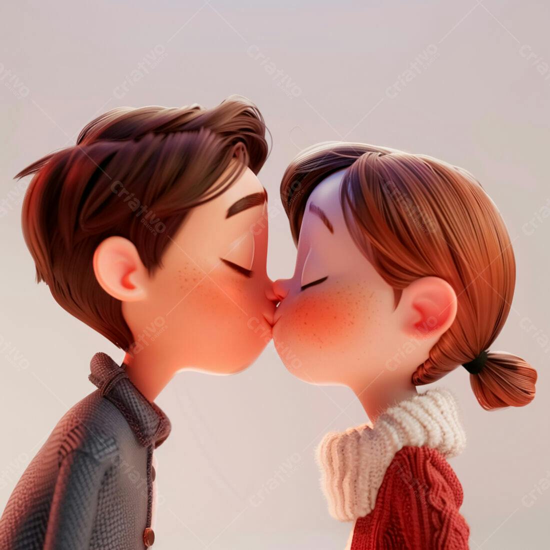 Casal animado se beijando com tons quentes