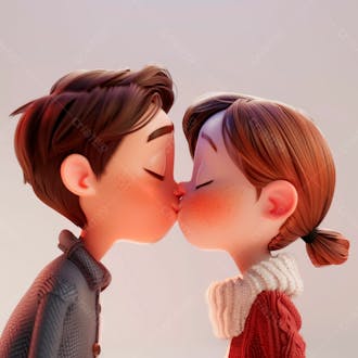 Imagem de um casal cartoon apaixonado se beijando 67