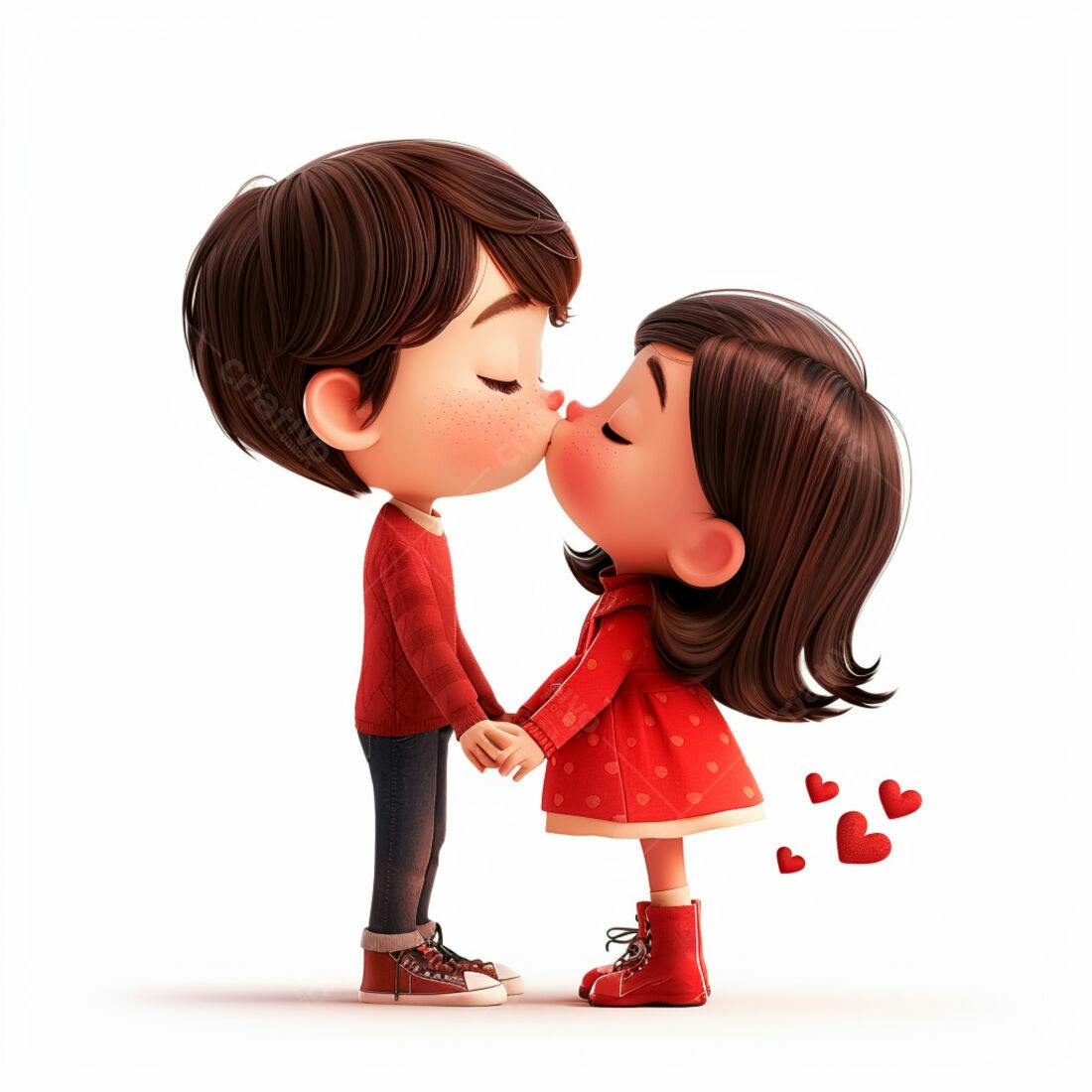 Desenho casal apaixonado se beijando