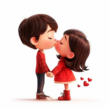 Imagem de um casal cartoon apaixonado se beijando 71