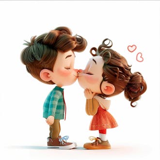 Imagem de um casal cartoon apaixonado se beijando 72