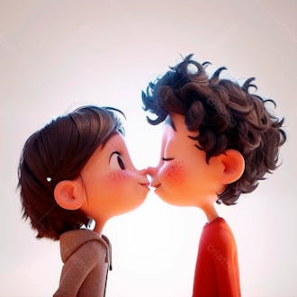 Imagem de um casal cartoon apaixonado se beijando 74
