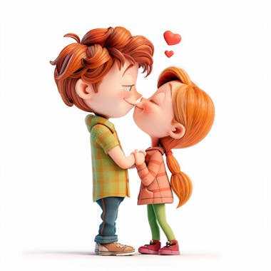 Imagem de um casal cartoon apaixonado se beijando 75