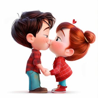 Imagem de um casal cartoon apaixonado se beijando 76