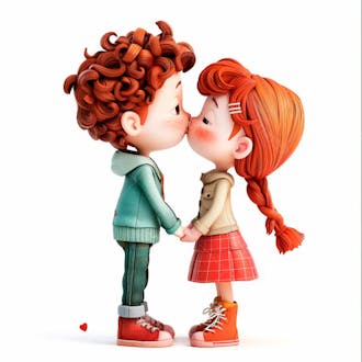 Imagem de um casal cartoon apaixonado se beijando 77