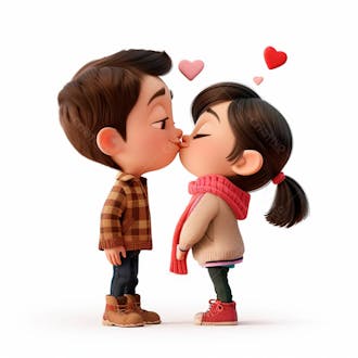 Imagem de um casal cartoon apaixonado se beijando 78