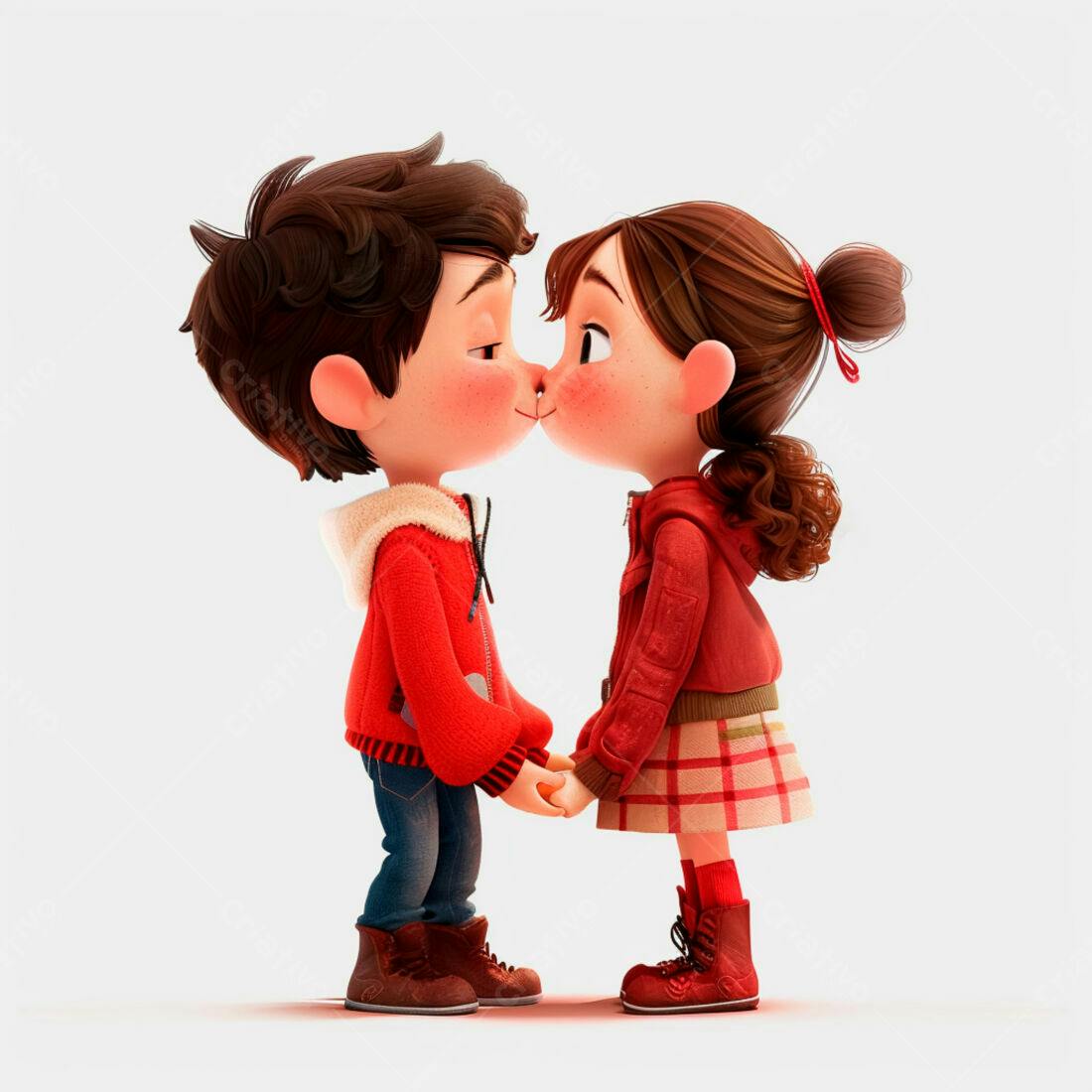 Casal de desenho animado se beijando