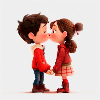 Imagem de um casal cartoon apaixonado se beijando 79