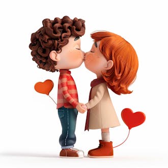 Imagem de um casal cartoon apaixonado se beijando 80