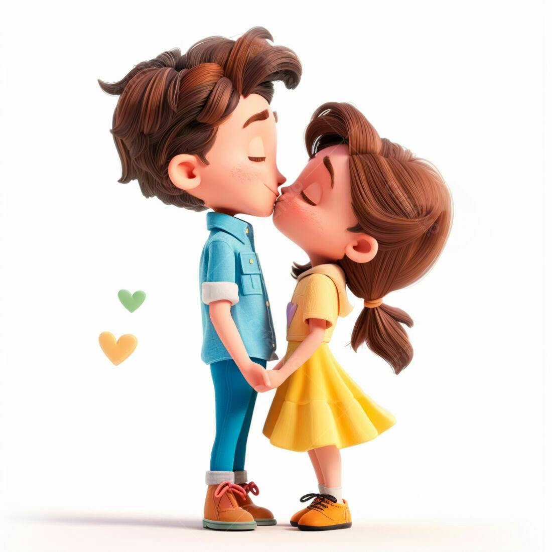 Casal de desenho animado se beijando