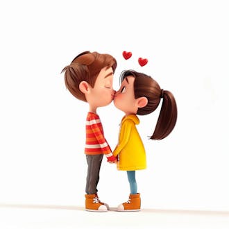 Imagem de um casal cartoon apaixonado se beijando 82