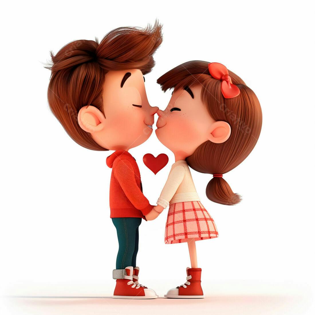 Desenho casal apaixonado se beijando