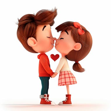 Imagem de um casal cartoon apaixonado se beijando 83