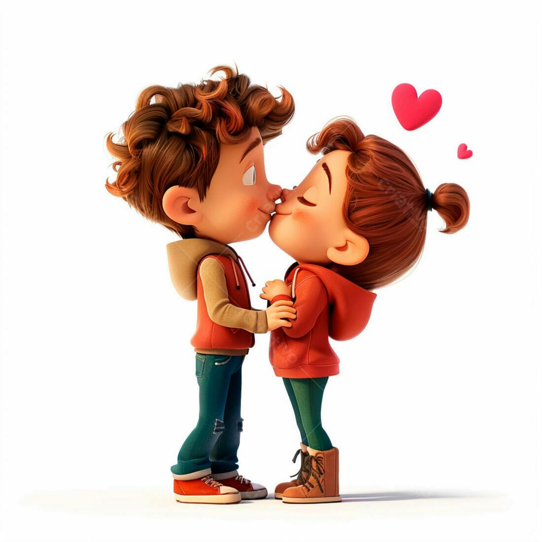 Casal de desenho animado se beijando