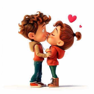 Imagem de um casal cartoon apaixonado se beijando 84