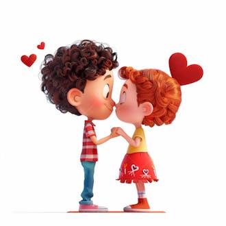 Imagem de um casal cartoon apaixonado se beijando 85