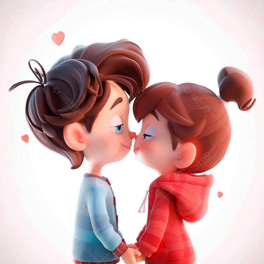 Desenho casal apaixonado se beijando