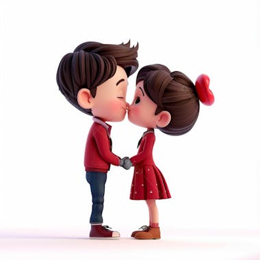 Imagem de um casal cartoon apaixonado se beijando 87