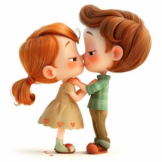 Imagem de um casal cartoon apaixonado se beijando 90