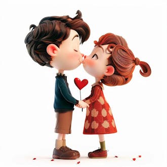 Imagem de um casal cartoon apaixonado se beijando 91