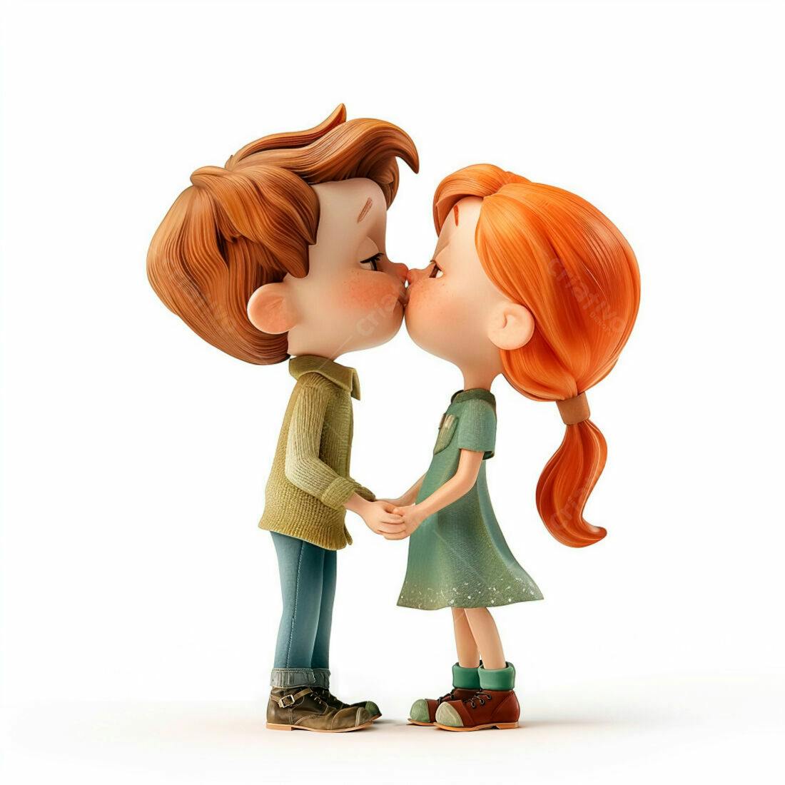 Crianças se beijando desenho animado