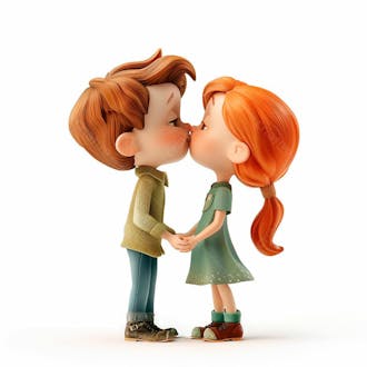Imagem de um casal cartoon apaixonado se beijando 93