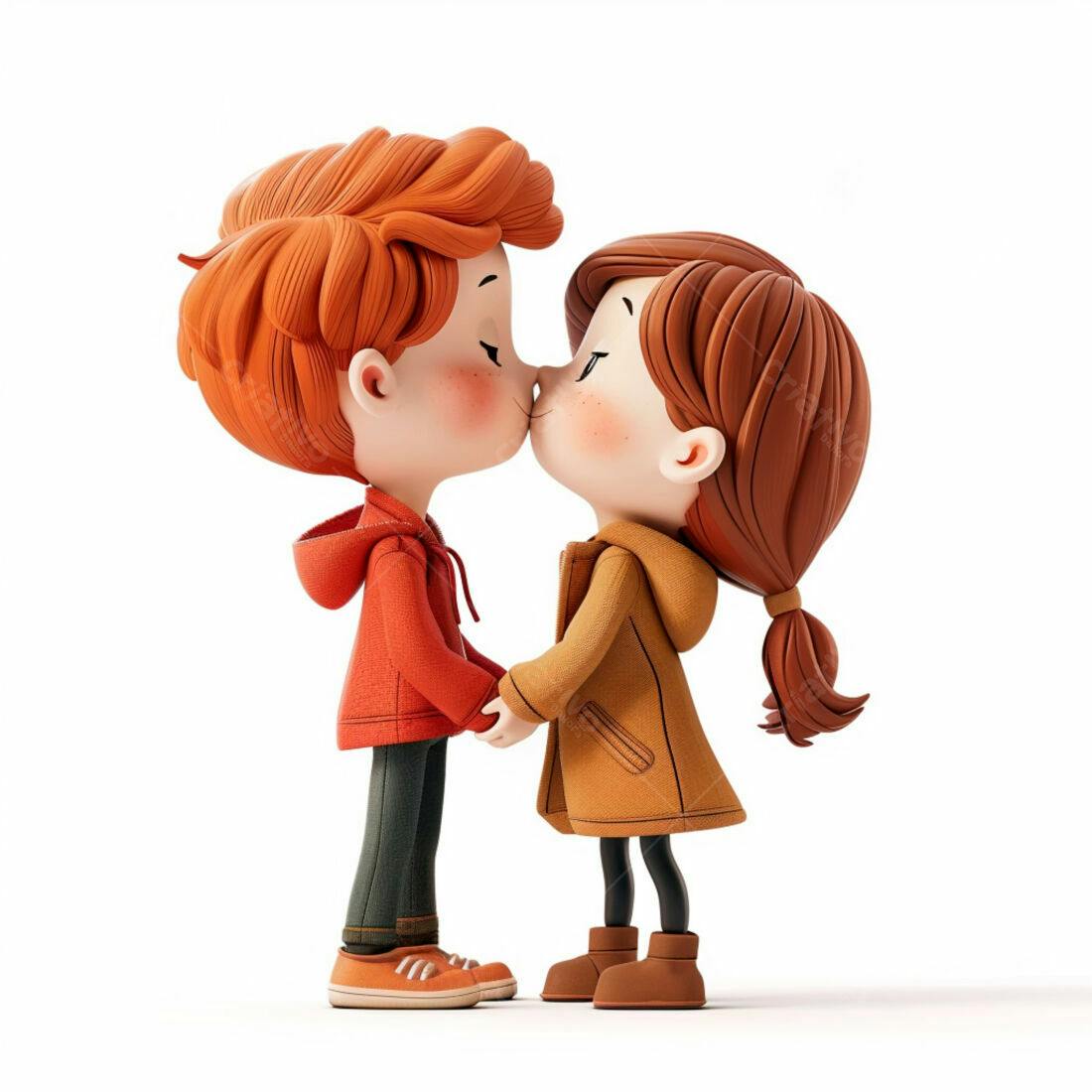 Casal de desenho animado se beijando