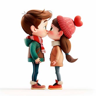 Imagem de um casal cartoon apaixonado se beijando 95