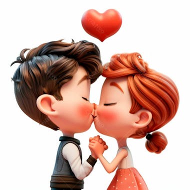 Imagem de um casal cartoon apaixonado se beijando 97