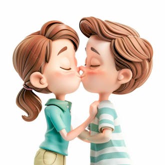 Imagem de um casal cartoon apaixonado se beijando 98