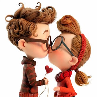 Imagem de um casal cartoon apaixonado se beijando 99