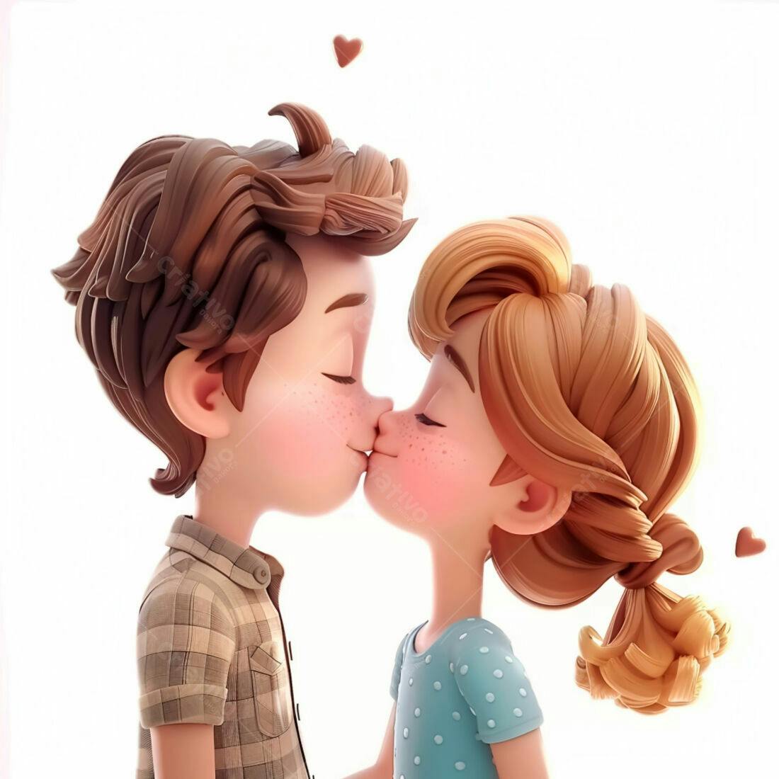 Casal de desenho animado se beijando