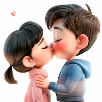Imagem de um casal cartoon apaixonado se beijando 101