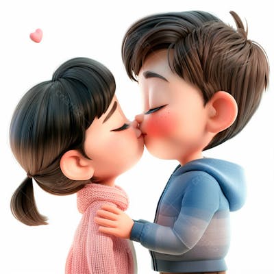 Imagem De Um Casal Cartoon Apaixonado Se Beijando 101
