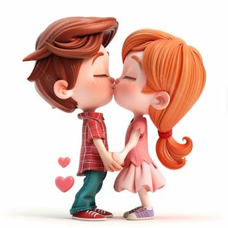 Imagem de um casal cartoon apaixonado se beijando 102