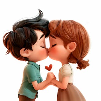 Imagem de um casal cartoon apaixonado se beijando 103