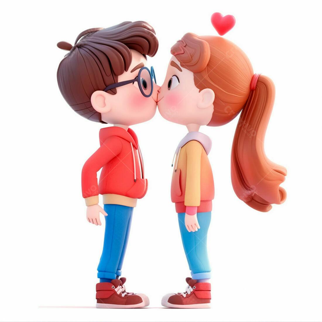 Desenho animado casal se beijando