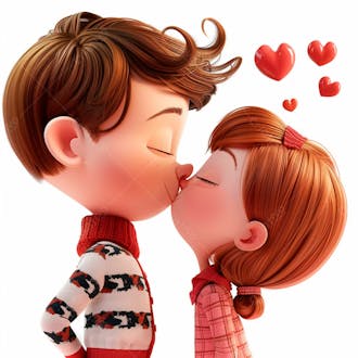 Imagem de um casal cartoon apaixonado se beijando 107