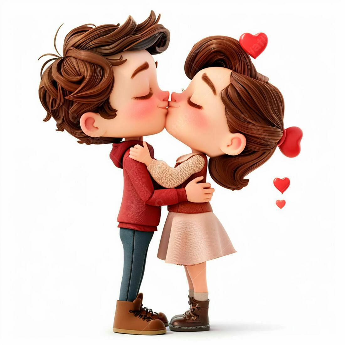 Casal apaixonado se beijando ilustração 3D