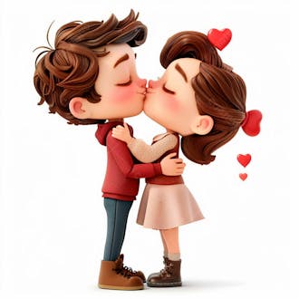 Imagem de um casal cartoon apaixonado se beijando 109