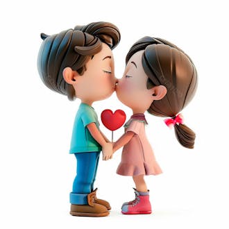 Imagem de um casal cartoon apaixonado se beijando 110