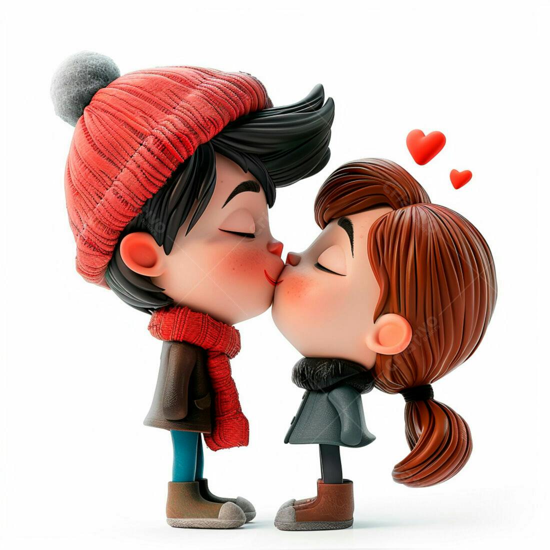 Casal apaixonado se beijando no inverno