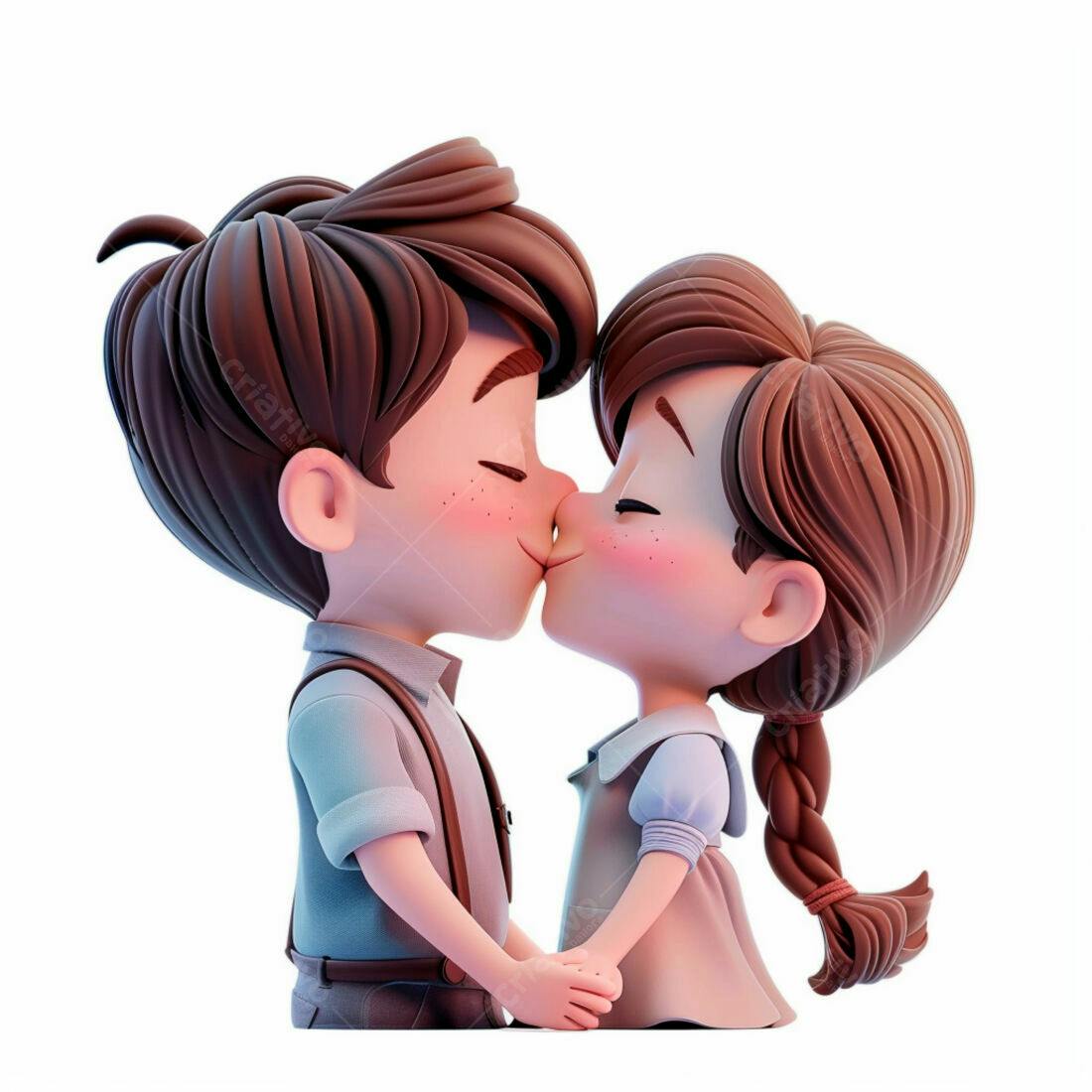 Casal de desenho animado se beijando
