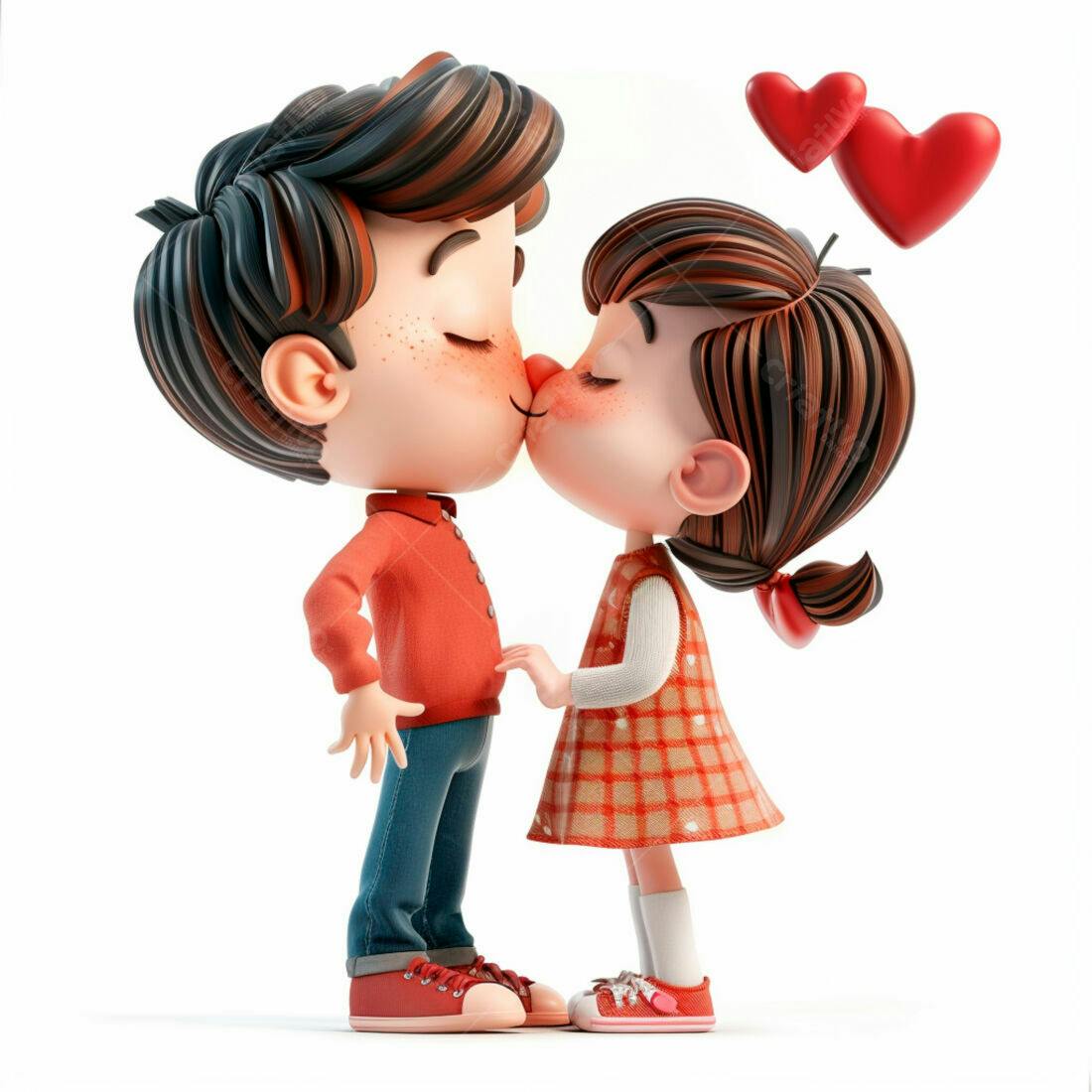 Desenho animado casal se beijando Dia dos Namorados