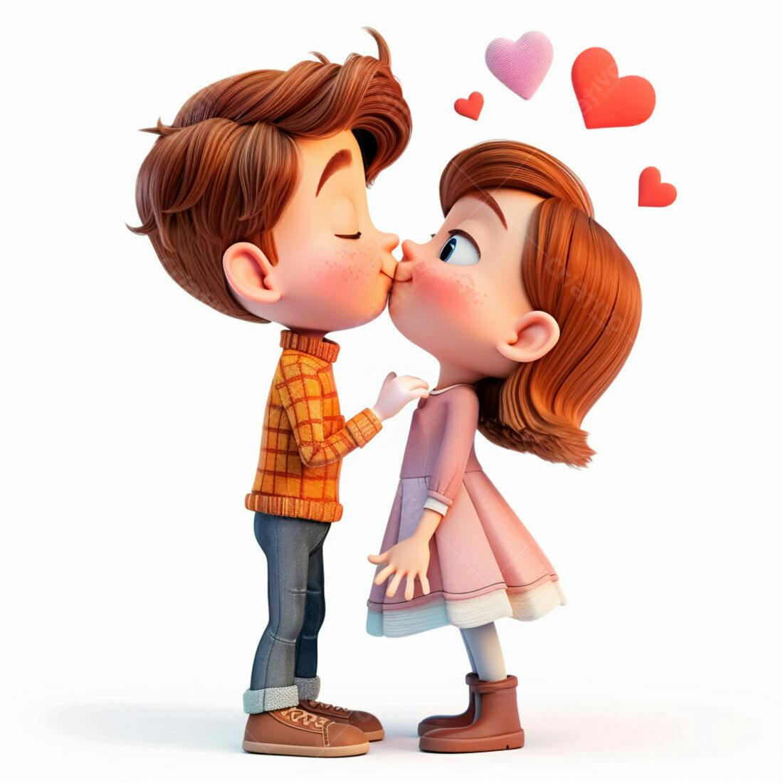 Desenho animado casal se beijando Dia dos Namorados