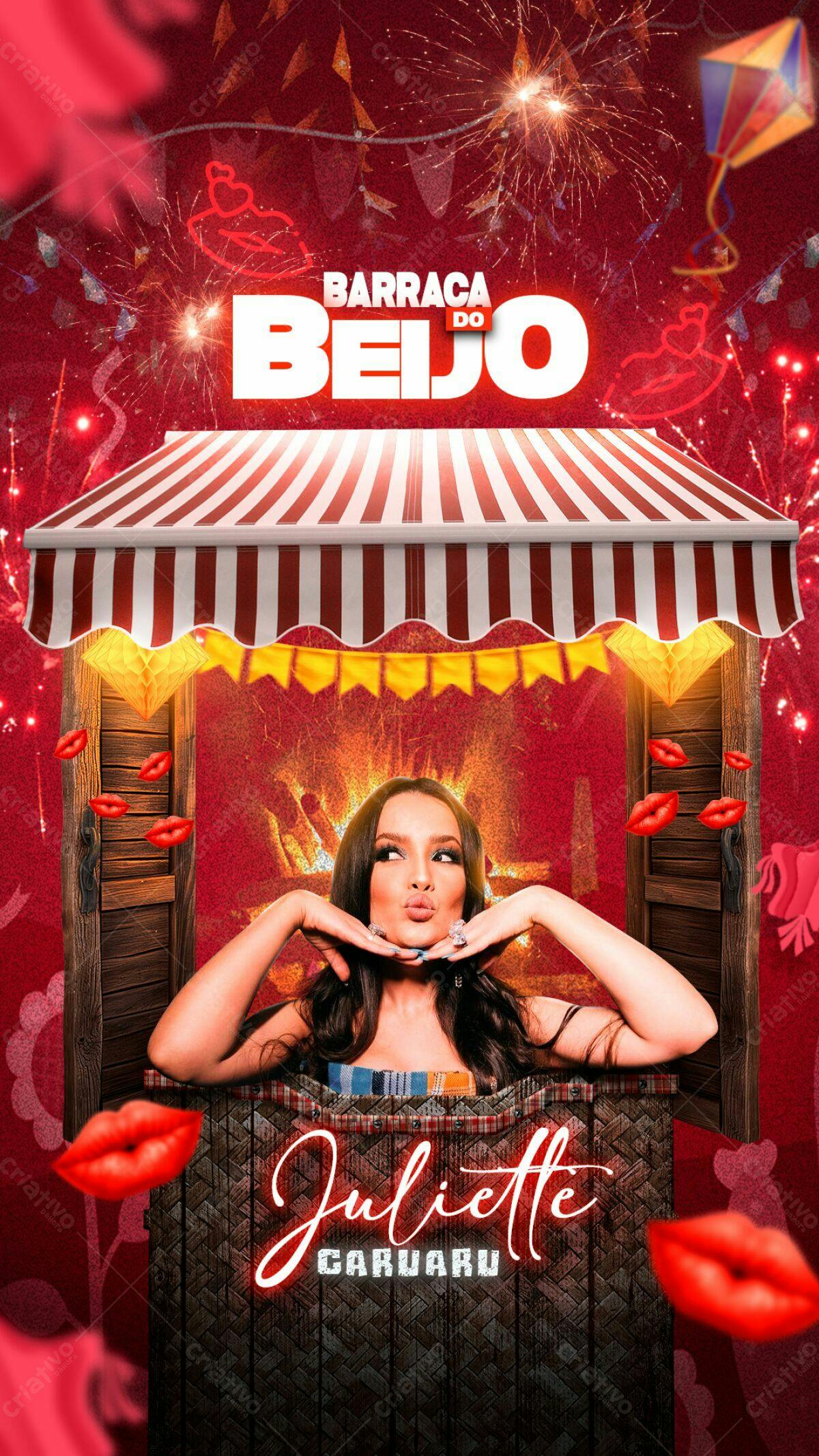 Flyer Festa Junina Barraca do Beijo PSD Editável