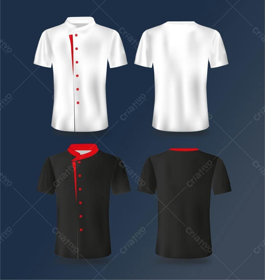 Ilustração Vetorial de Uniforme de Cozinha Branco e Preto