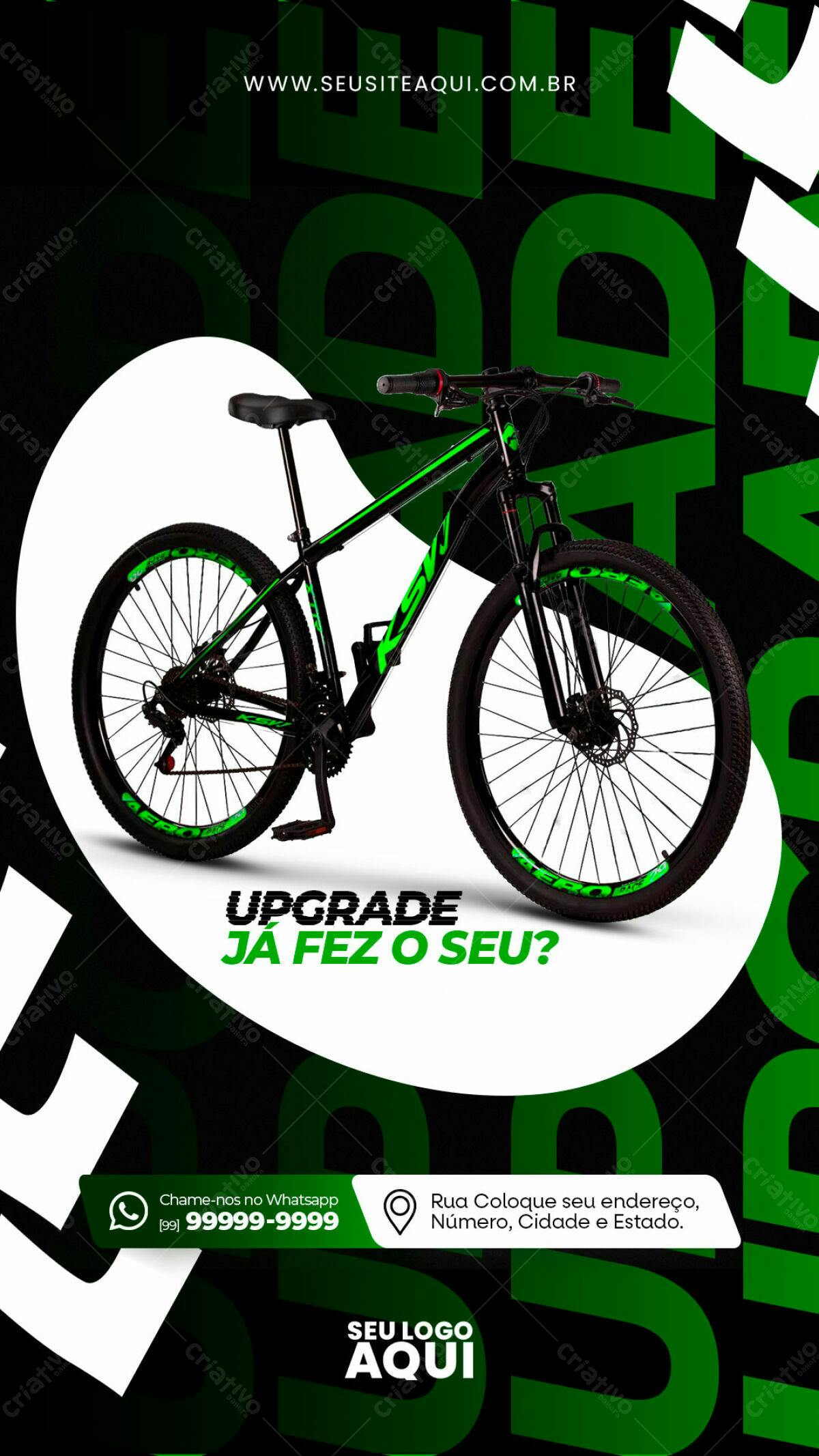 Flyer Bicicleta KSW Verde e Preto PSD Editável