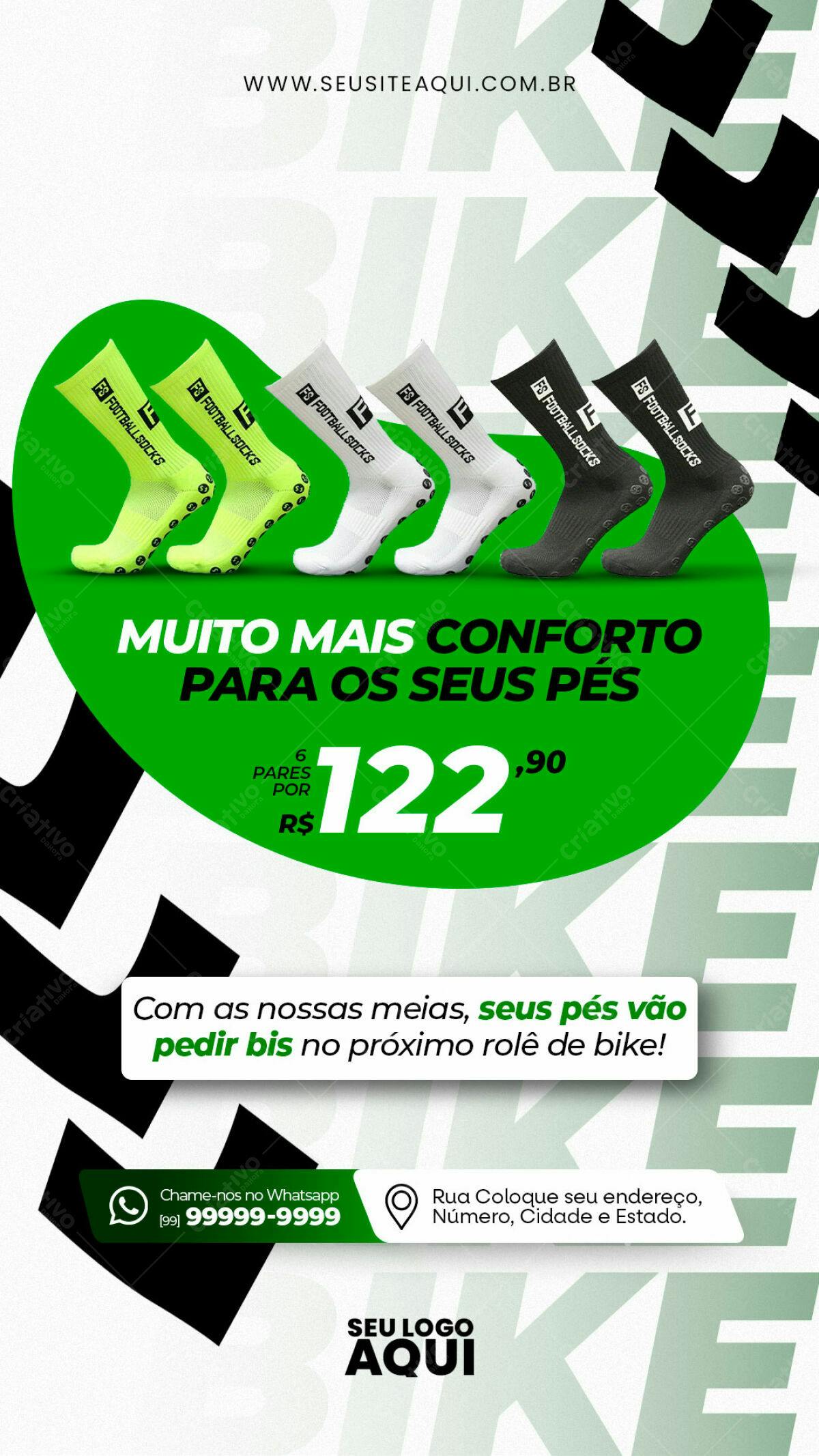 Flyer para Promoção de Meias de Ciclismo PSD Editável