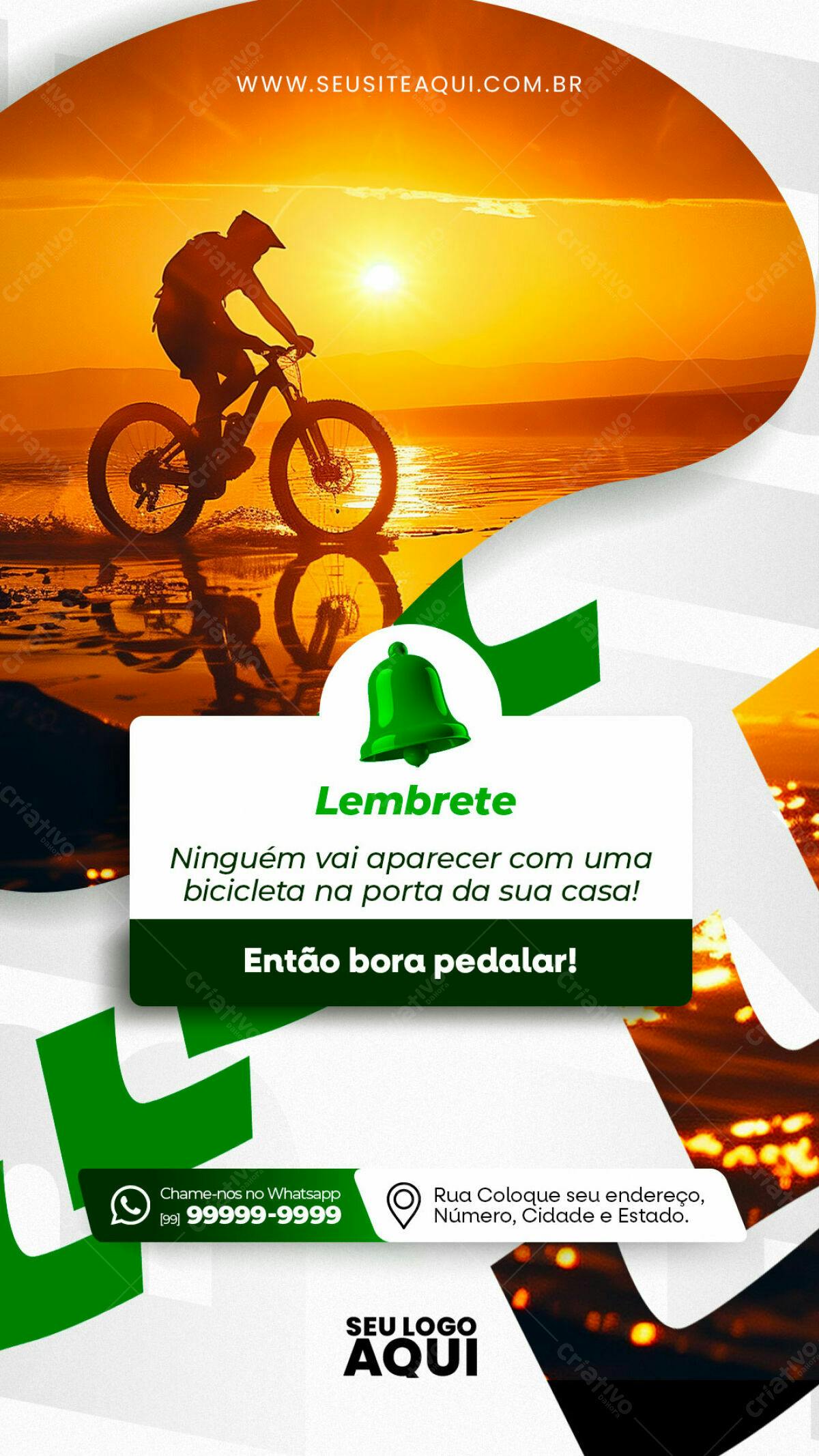 Flyer Ciclismo ao Pôr do Sol PSD Editável